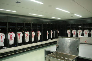 Kabine der Red Bulls aus Salzburg im Stadion Wals-Siezenheim